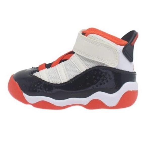 TD Size 8-10C Air Jordan 6 Rings Basketball Shoes DV1344-108 White Orange Black - Picture 10 of 14